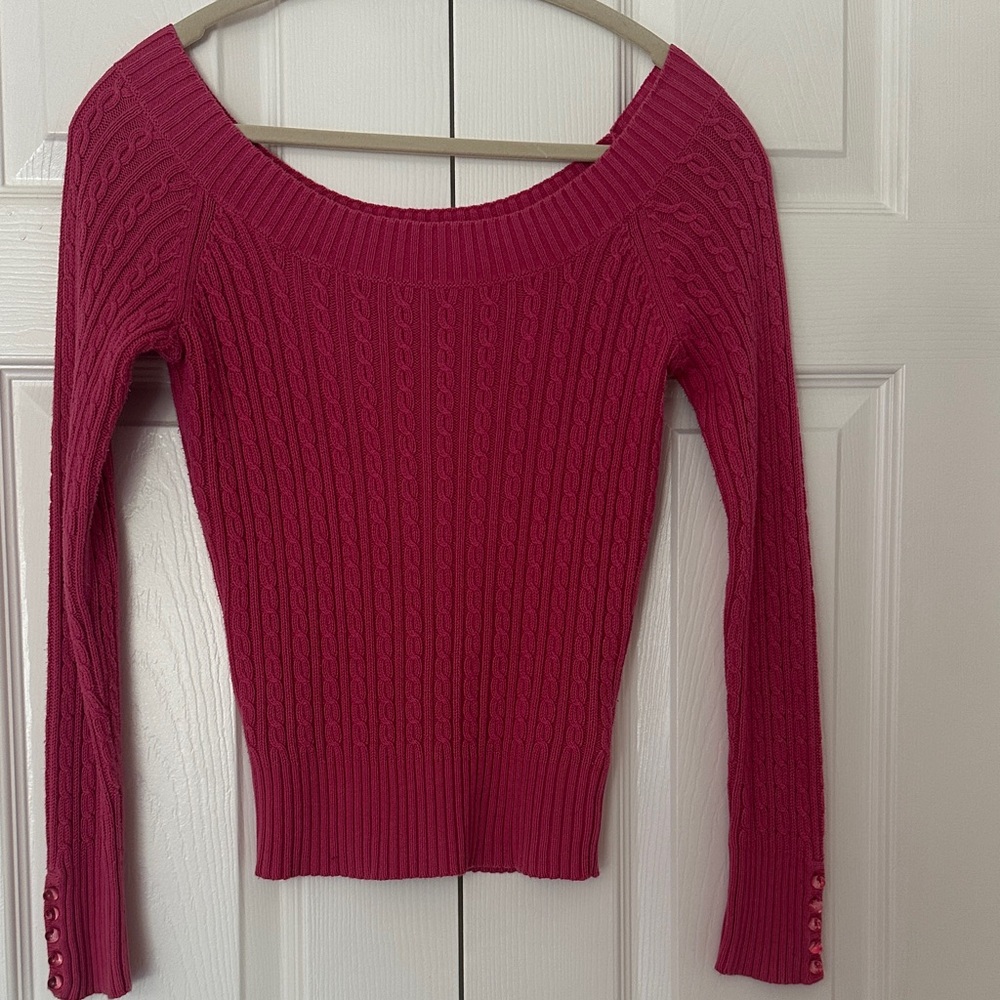 Guess Fuchsia Off-the-Shoulder Sweater